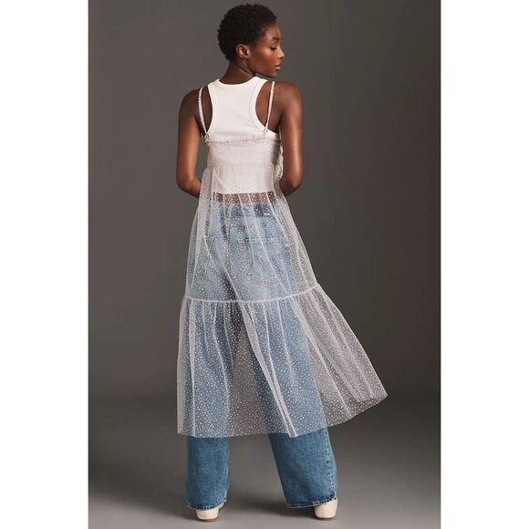 Anthropologie Women’s By Anthropologie Sheer Dot Tulle Sheer Slip Dress - Picture 12 of 12